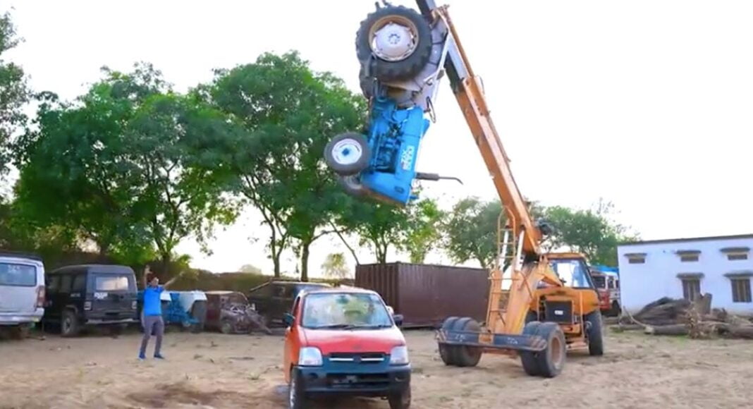 YouTuber Drops Tractor on Maruti WagonR