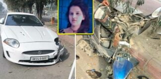 Speeding Jaguar XKR Hits a Scooty, Kills the Rider