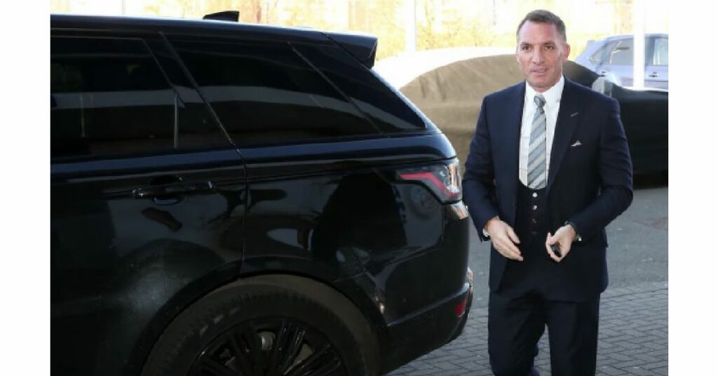 Brendan Rodgers with his Range Rover SUV