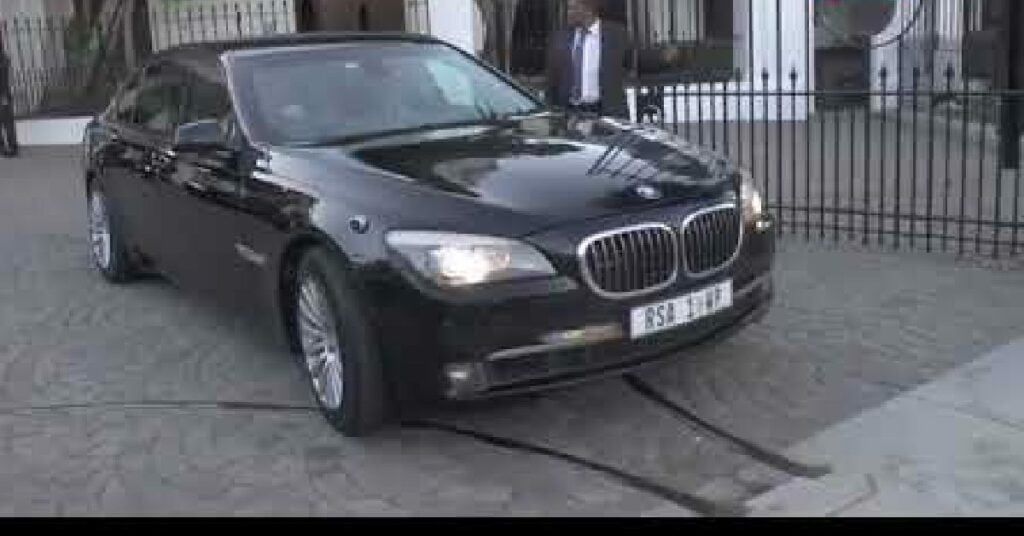 Cyril Ramaphosa with his BMW 7 Series