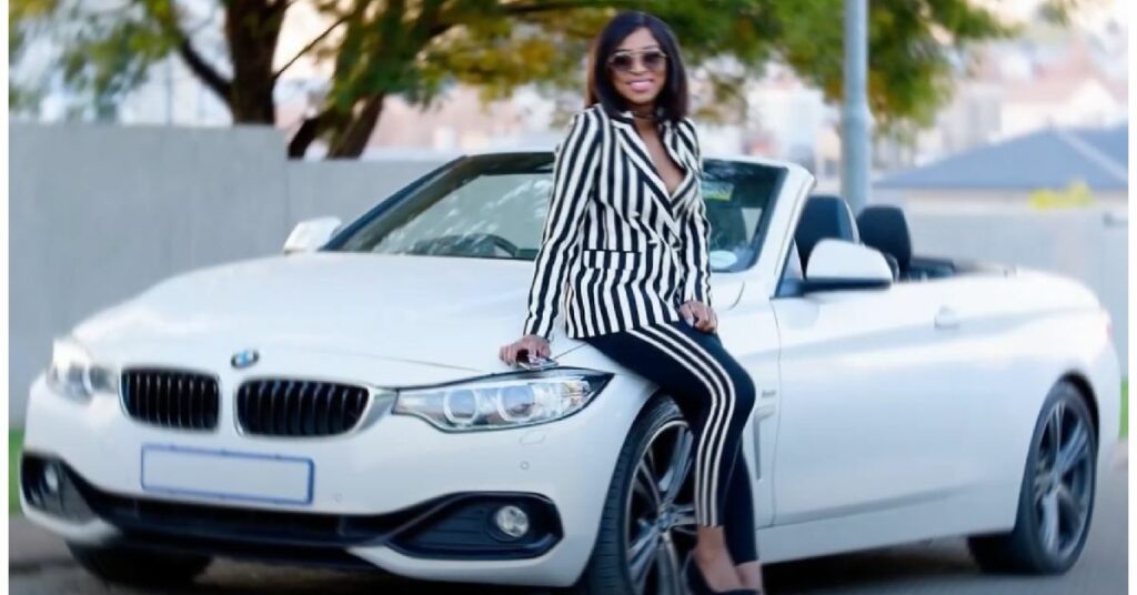 DJ Zinhle with her BMW Convertible