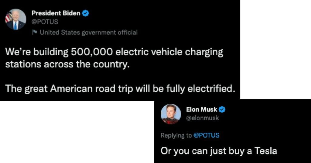 Elon Musk and Joe Biden Tweet