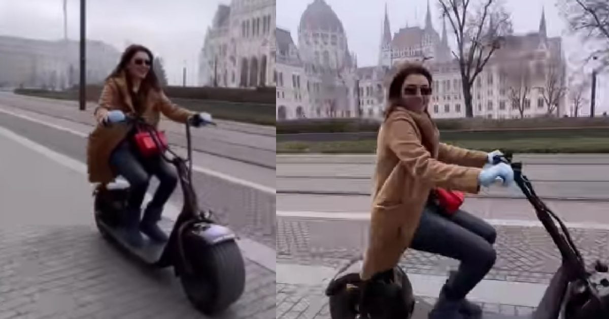 Hansika Motwani Seen Riding E-Scooter in Budapest