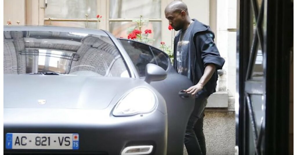 Kanye West with his Porsche Panamera