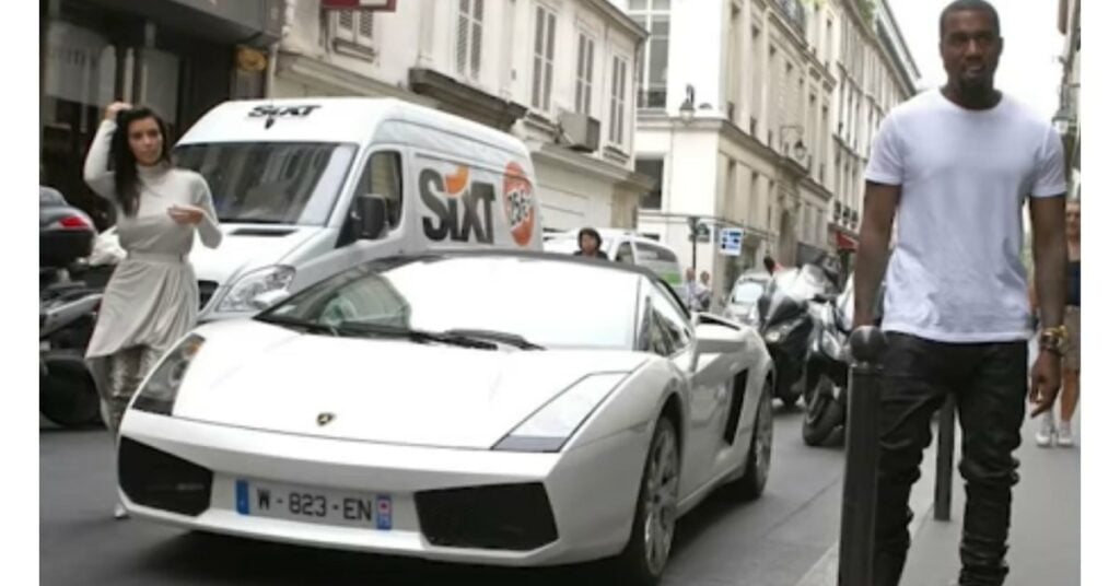 Kanye West with his Lamborghini Gallardov