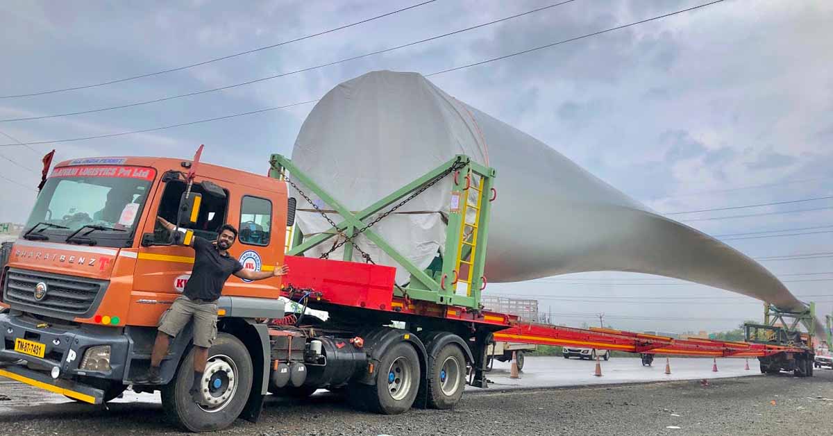 longest indian truck 250 ft long turbine blade