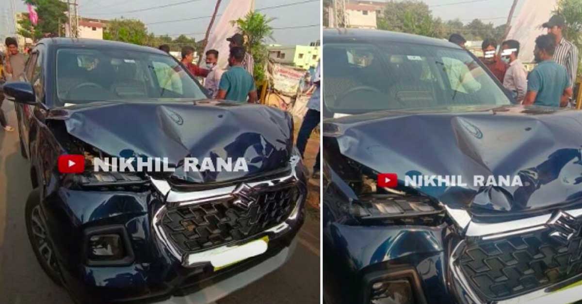Maruti Grand Vitara meets with an accident with a cow