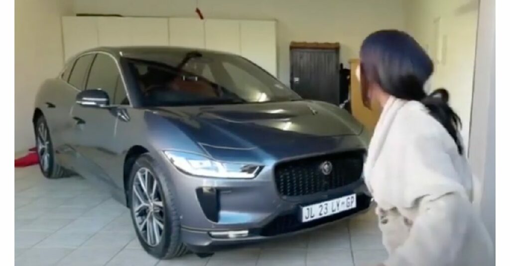 Minnie Dlamini with her Jaguar I-Pace