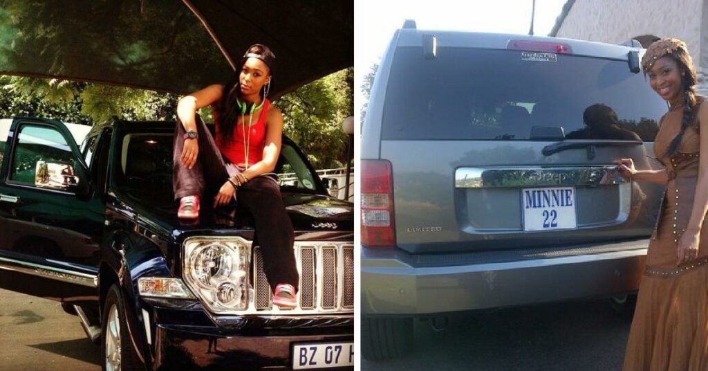 Minnie Dlamini with her Jeep SUVs