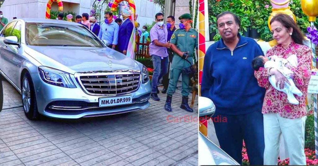 Mukesh and Nita Ambani Seen in their bulletproof Mercedes S600 with the twins of Isha Ambani