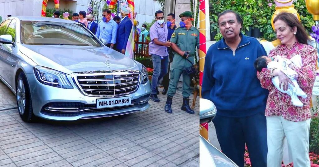 Mukesh and Nita Ambani Seen in their Mercedes S600 with the twins of Isha Ambani