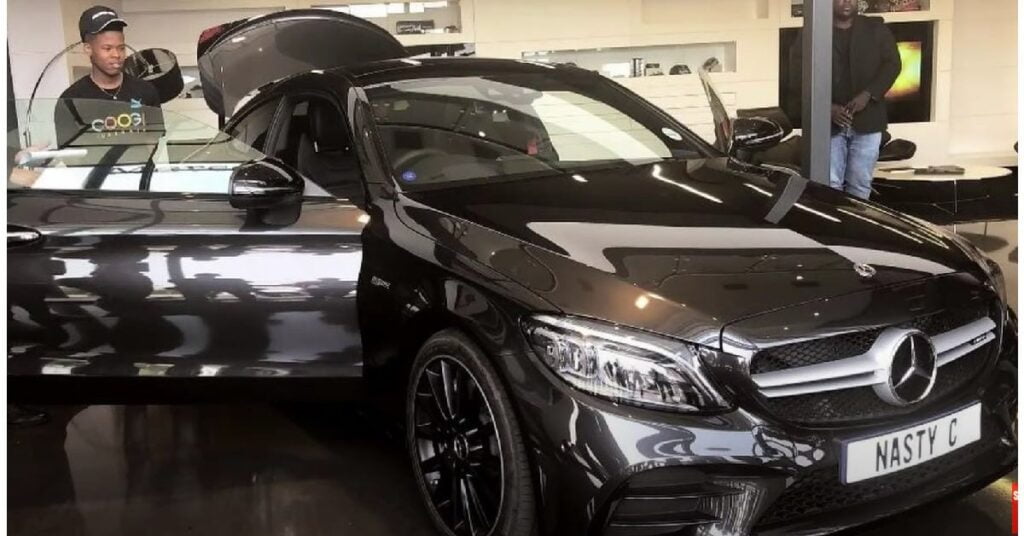 Nasty C with his Mercedes-Benz AMG C43