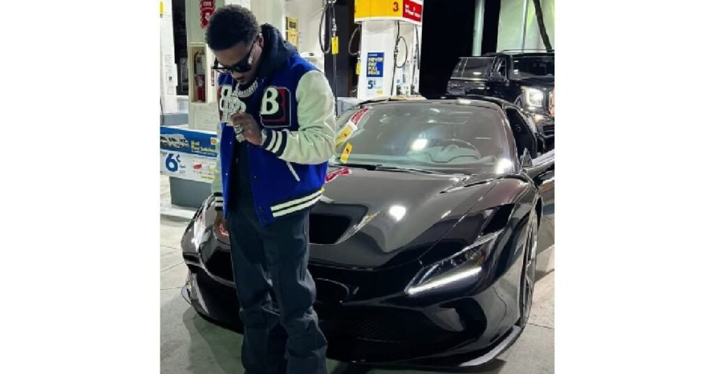 Roddy Ricch with his Ferrari F8 Tributo