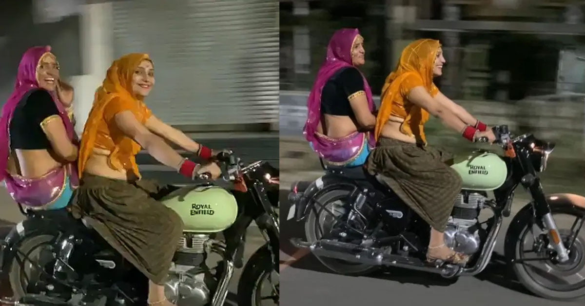 Woman Riding Royal Enfield In Saree Drives Internet Crazy