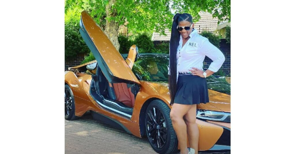 Shauwn Mkhize with her BMW i8