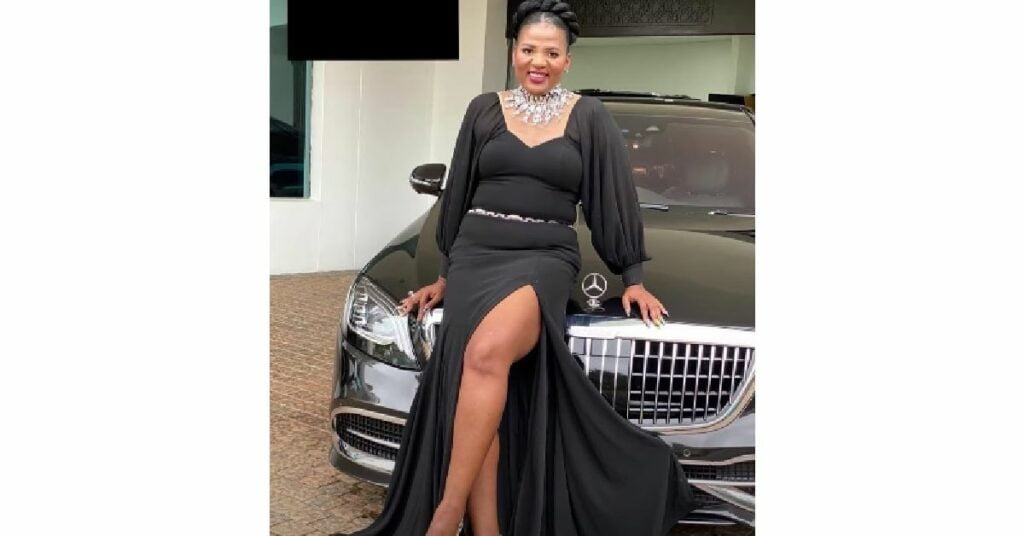 Shauwn Mkhize with her Mercedes Maybach S650