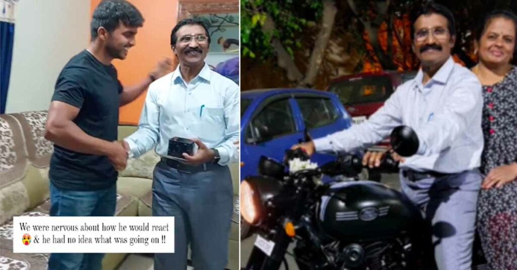 Son Gifts Motorcycle to Dad