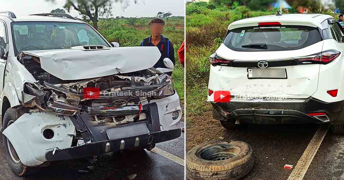 Tata Harrier and Toyota Fortuner Accident