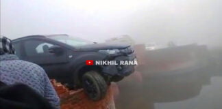 Tata Nexon Hangs on a Bridge Due to Fog