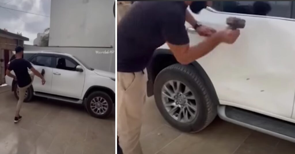 Build Quality of Fortuner Testing by Kicking and Hitting with Hammer