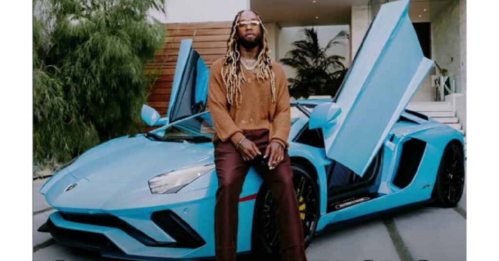 Ty Dolla Sign with his Lamborghini Aventador S