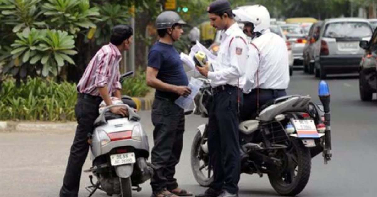 wearing half t-shirt riding two-wheeler