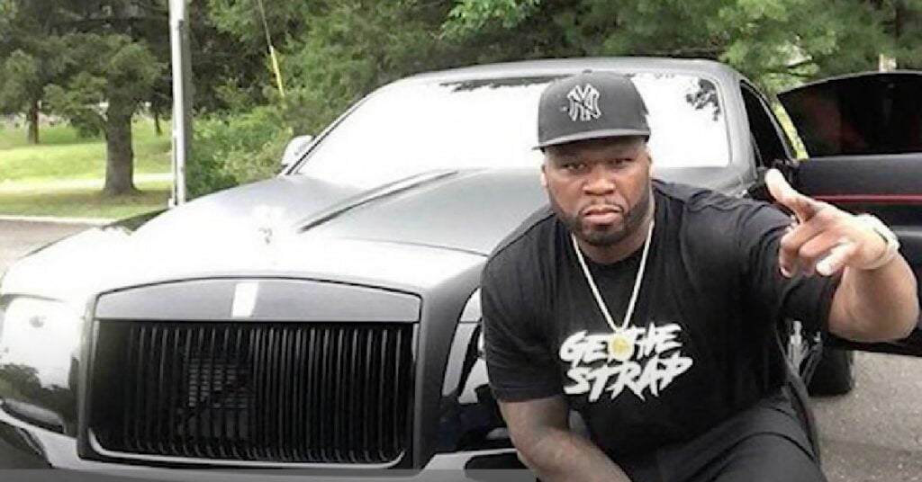 50 Cent with his Rolls Royce Phantom