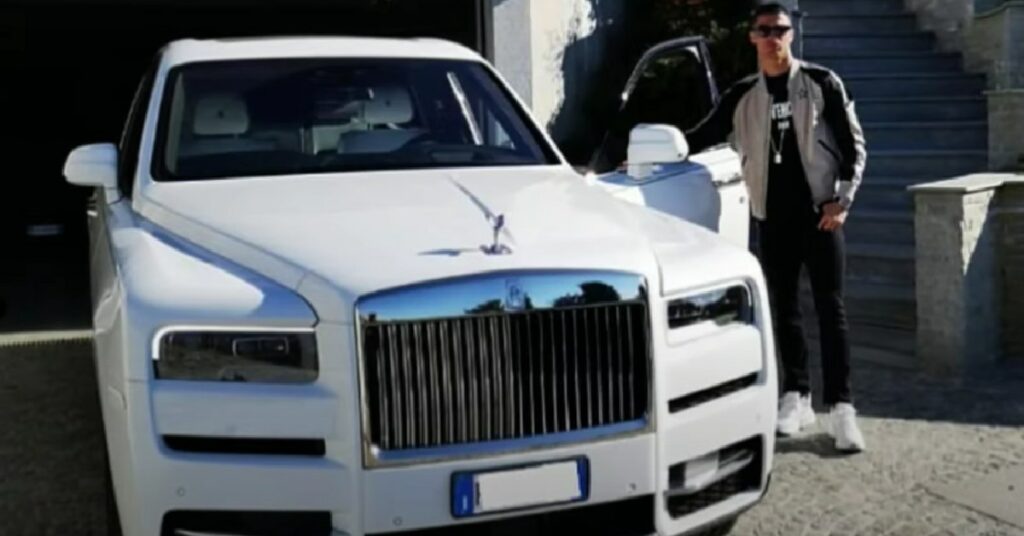 Cristiano Ronaldo with his Rolls Royce Cullinan