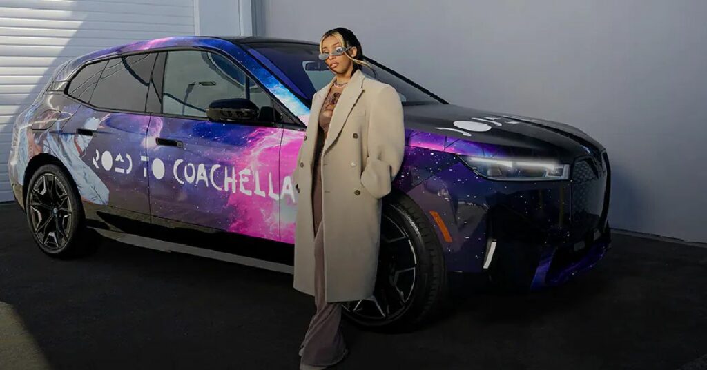 Doja Cat with her BMW iX