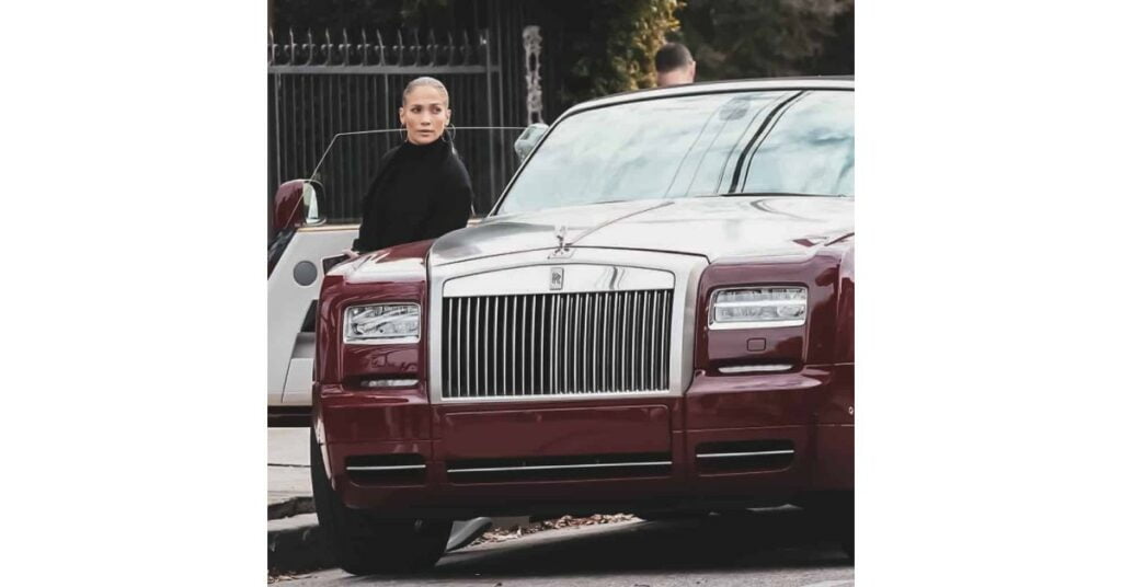 Jennifer Lopez with her Rolls Royce Phantom Drophead Coupe