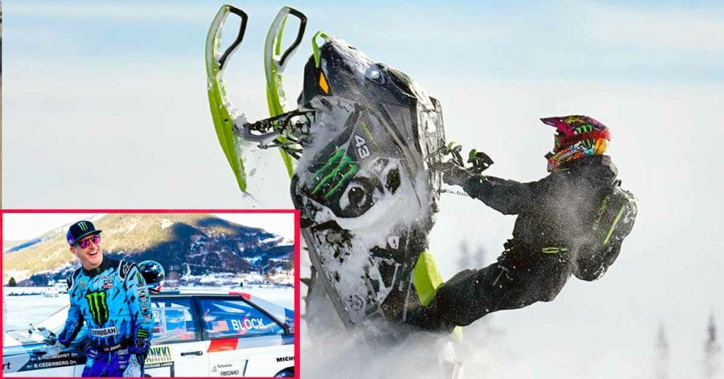 ken block snow mobile accident