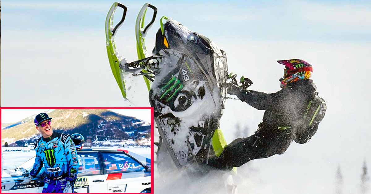 ken block snow mobile accident