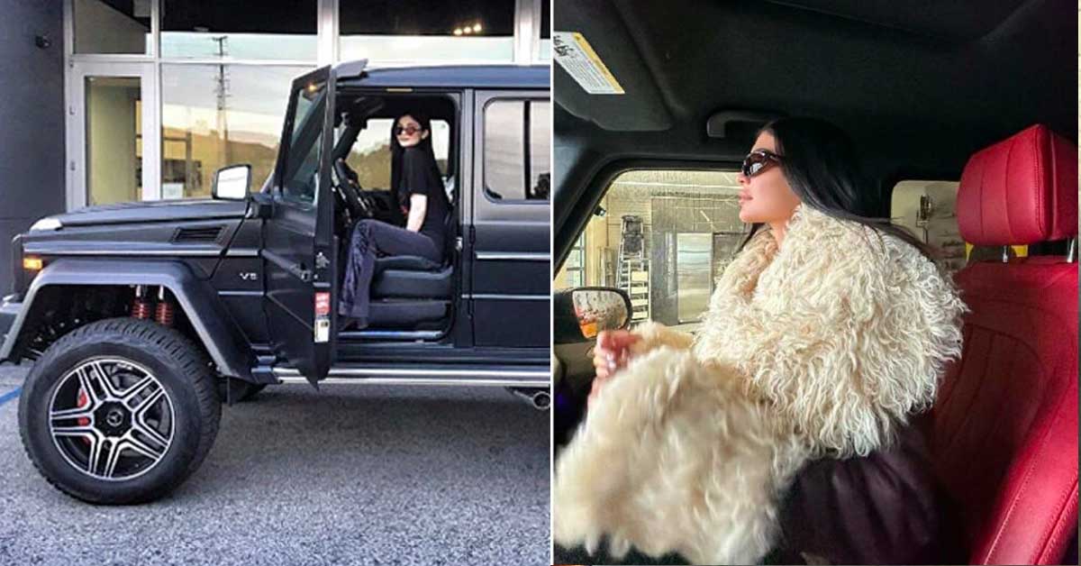 Kylie Jenner seen in her Mercedes G Wagon on New Year