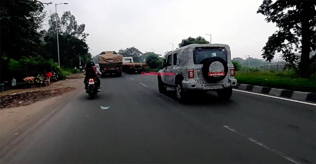 Mahindra Thar 5-door spied on a highway run on the outskirts of Chennai