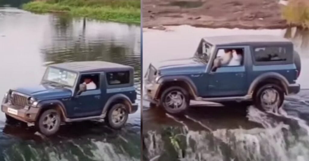 Mahindra Thar Crossing a Dam