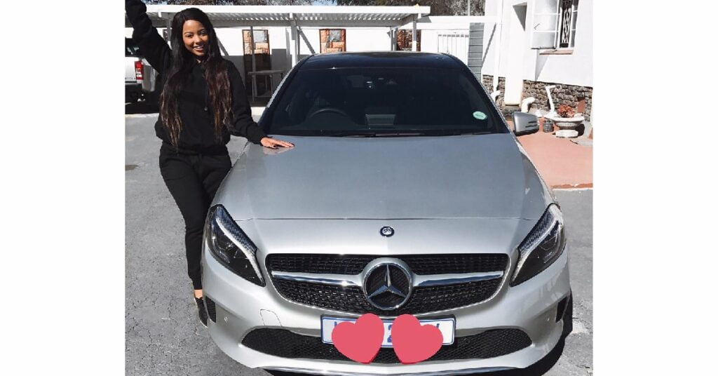 Mihlali Ndamase with her Mercedes-Benz