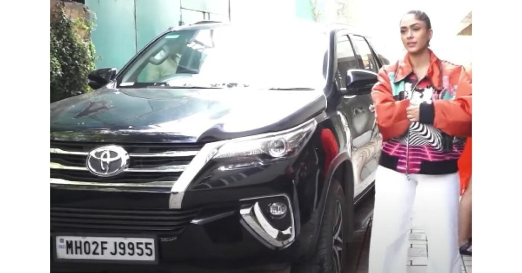 Mrunal Thakur with Toyota Fortuner