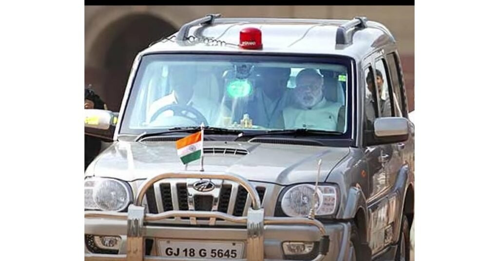 PM Narendra Modi with his Mahindra Scorpio