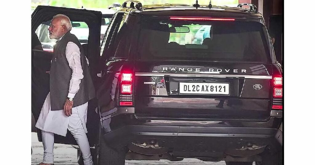 PM Narendra Modi with his Range Rover Sentinel