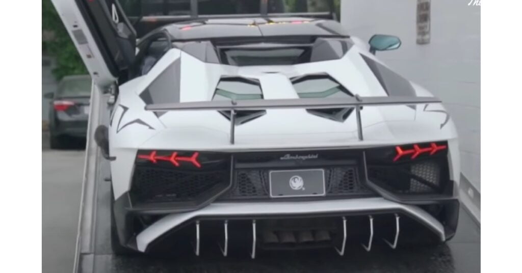 Post Malone with his Lamborghini Aventador SV