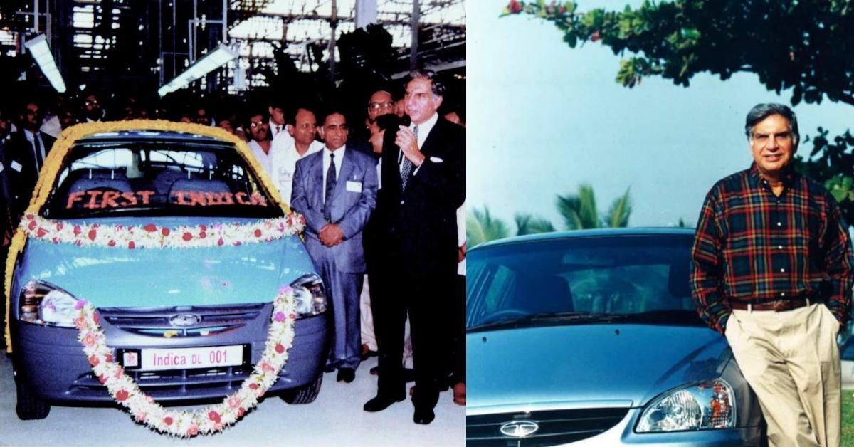 Ratan Tata with India's First Passenger Car, Indica