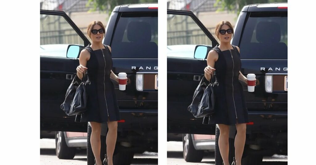 Salma Hayek with her Land Rover Range Rover