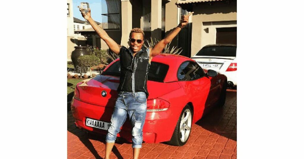 Somizi Mhlongo with his BMW Z4