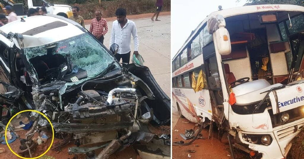 Tata Nexon Crashes Against Bus