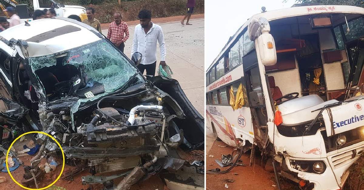 Tata Nexon Crashes Against Bus