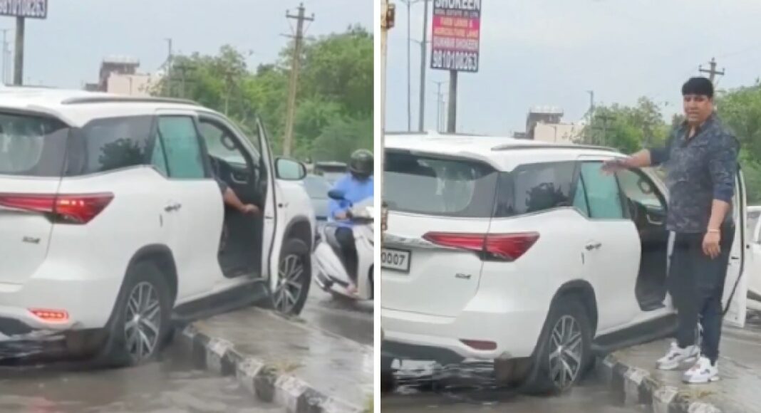 Toyota Fortuner Gets Stuck at Road Divider
