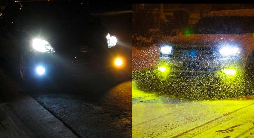 white vs yellow foglamp