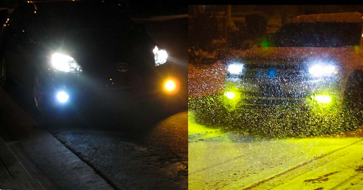 white vs yellow foglamp
