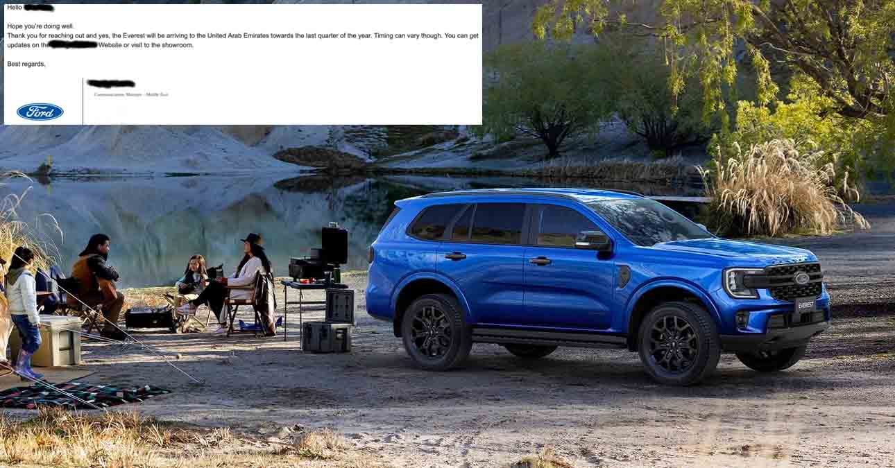 Ford Everest UAE 2023 launch confirmation