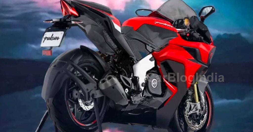 Bajaj Pulsar RS600 rear three quarters rendering